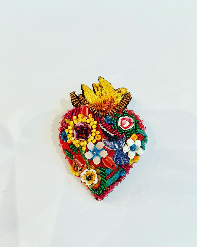 Flaming Heart Brooch