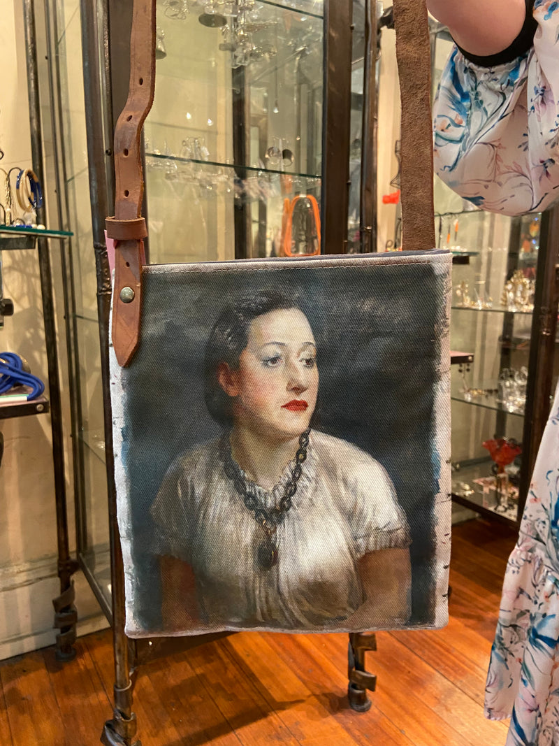 Handpainted Lady Crossbody Bag