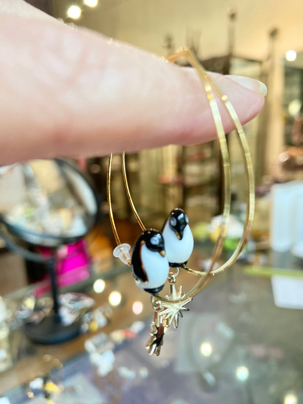 French Porcelain Happy Penguins Hoops