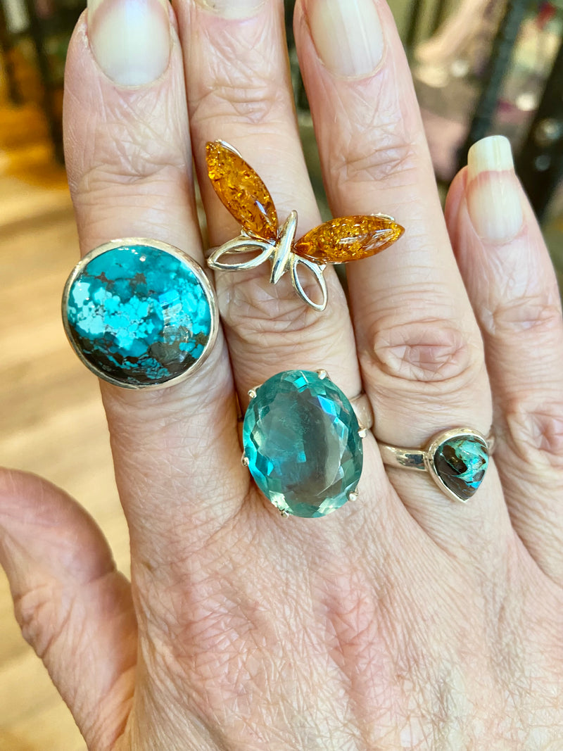 Boulder Opal Teardrop Ring