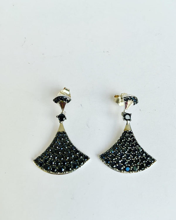 Art Deco Black Sparkle Earrings