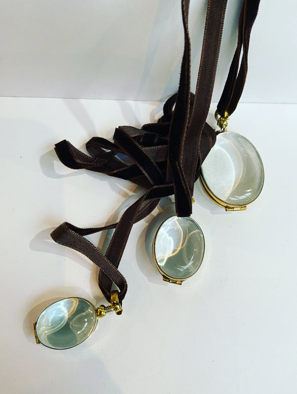 Rock Crystal Oval Glass Lockets -3 Sizes