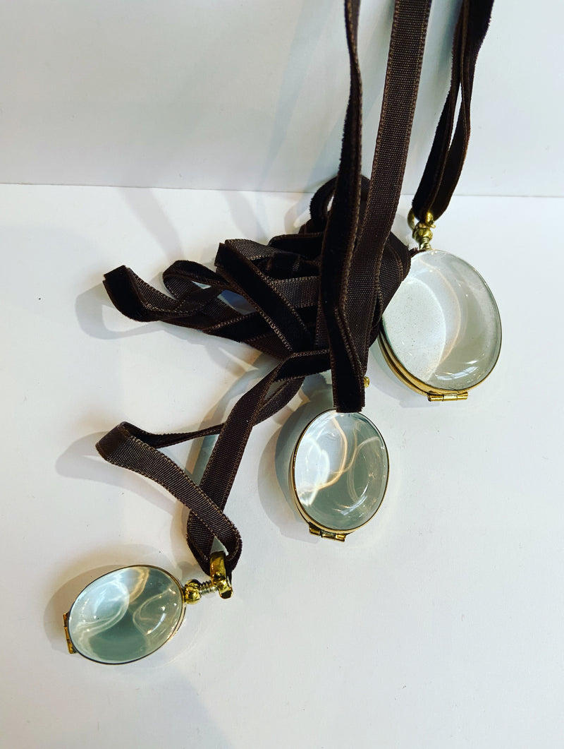 Rock Crystal Oval Glass Lockets -3 Sizes