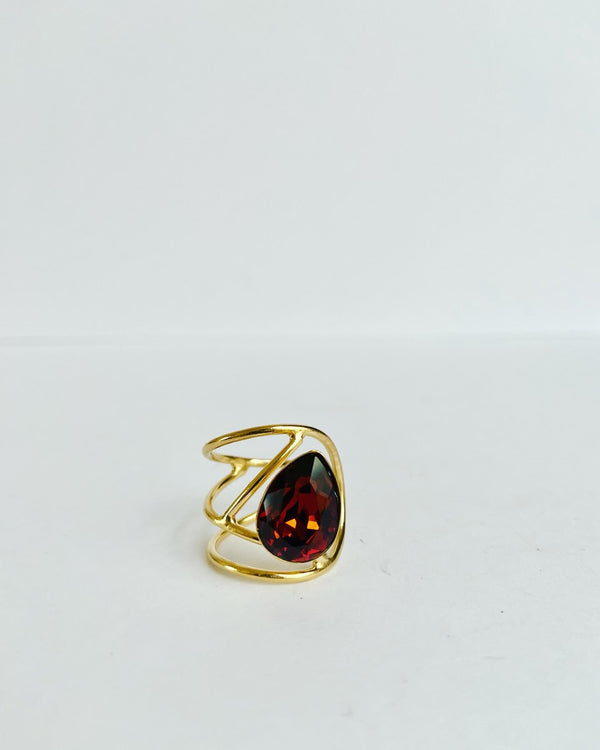 Wine Red Crystal Ring