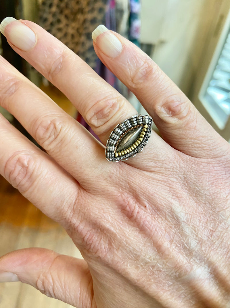 Ayala Bar Metallic Grey Ring