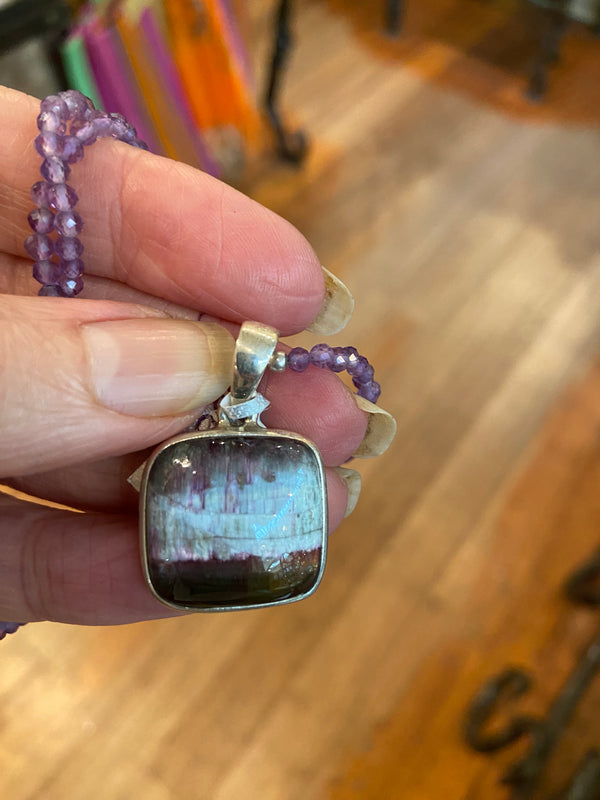 Watermelon Tourmaline Pendent - sold seperately to amethyst necklace