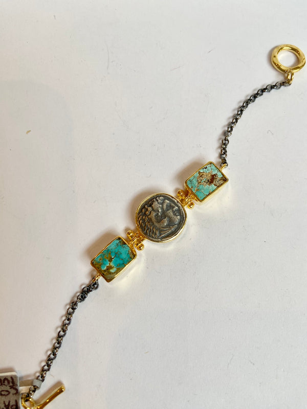 Coin + Turquoise Bracelet