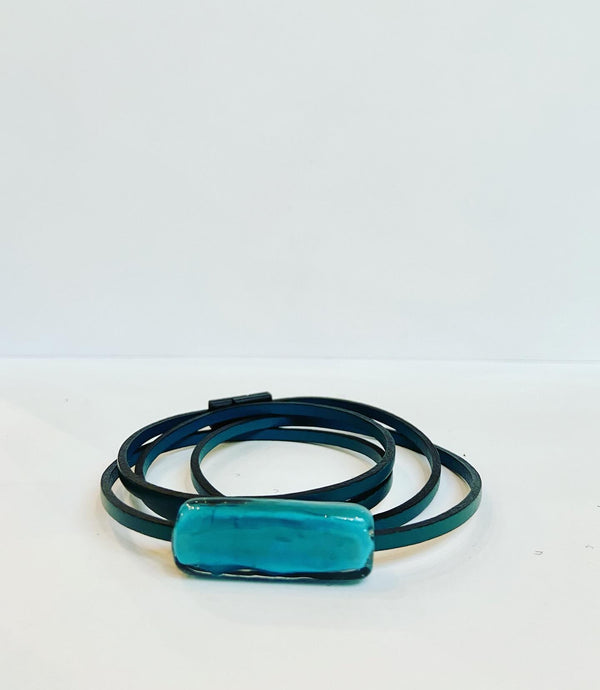 Murano Glass Leather Bracelet - 2 colours