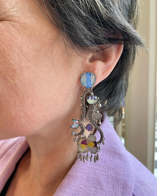 Ayala Bar Chandelier Blue Melody Earrings