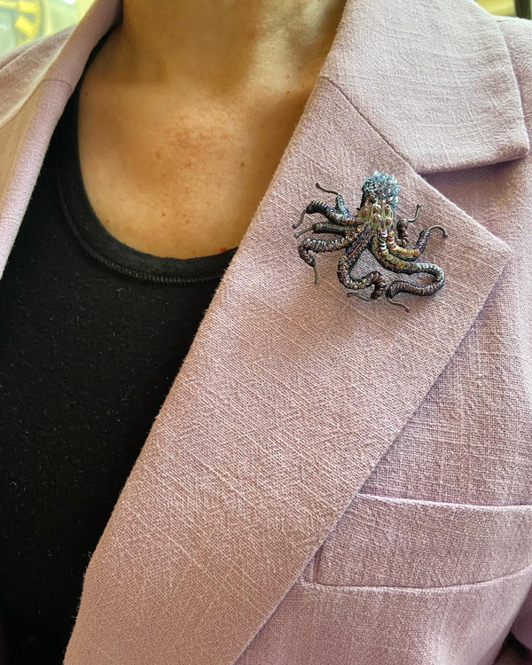 Purple Octopus Brooch