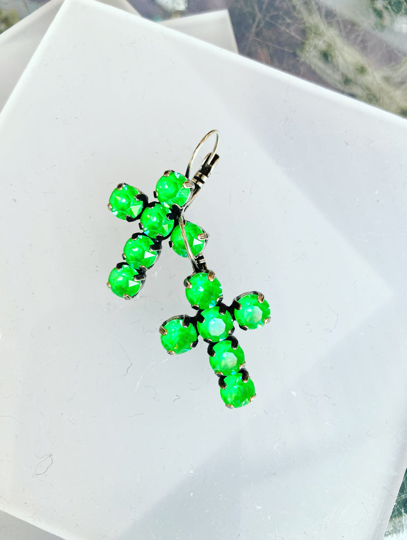 Crystal Cross Earrings