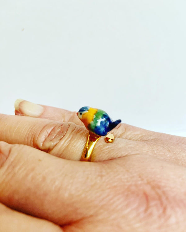 French Porcelain Birdie Ring