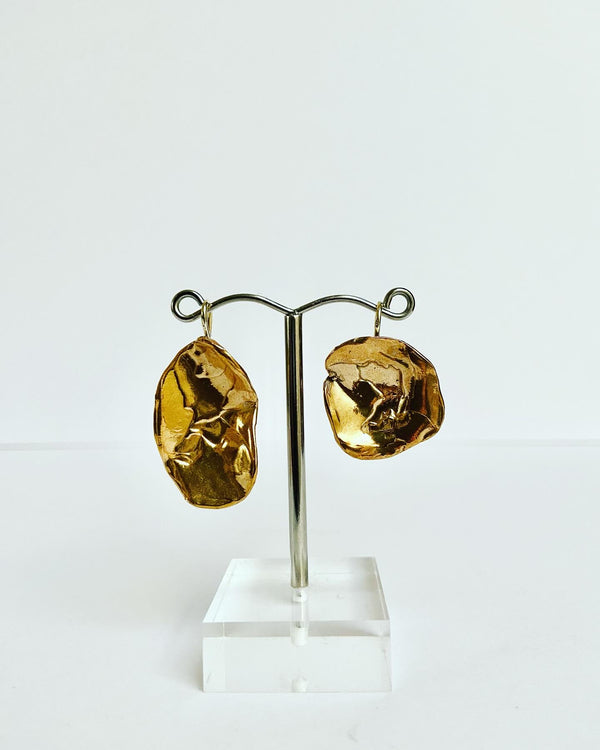 Bronze Oval Asymmetrical Earrings