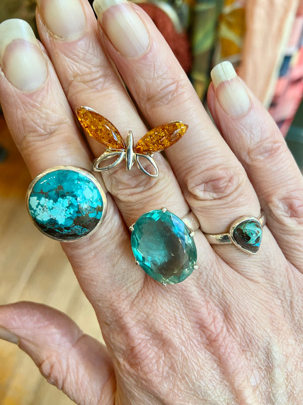 Amber Butterfly Ring