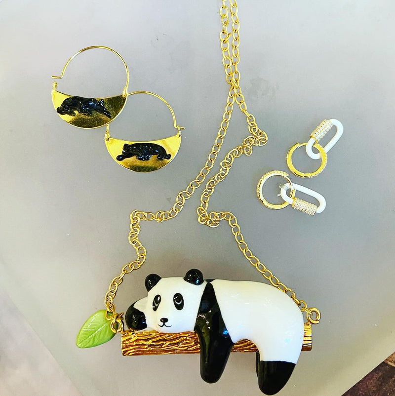 French Porcelain Panda Necklace