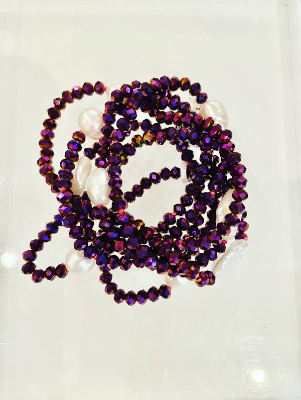 Pearly Crystal Art Deco Necklace- 5 colours