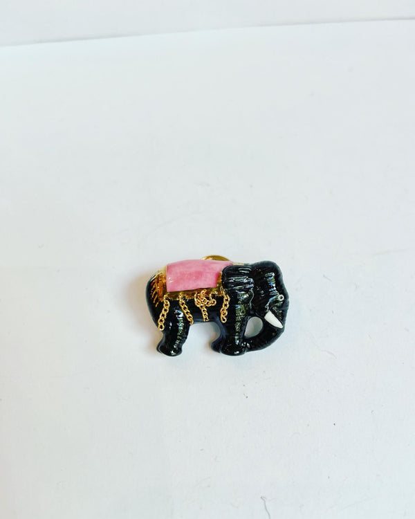 French Porcelain Black Elephant Pin