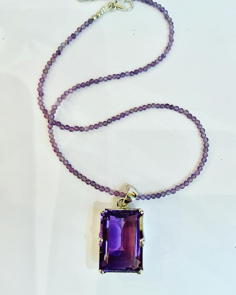 Amethyst Gemstone Faceted Necklace - Without Pendant