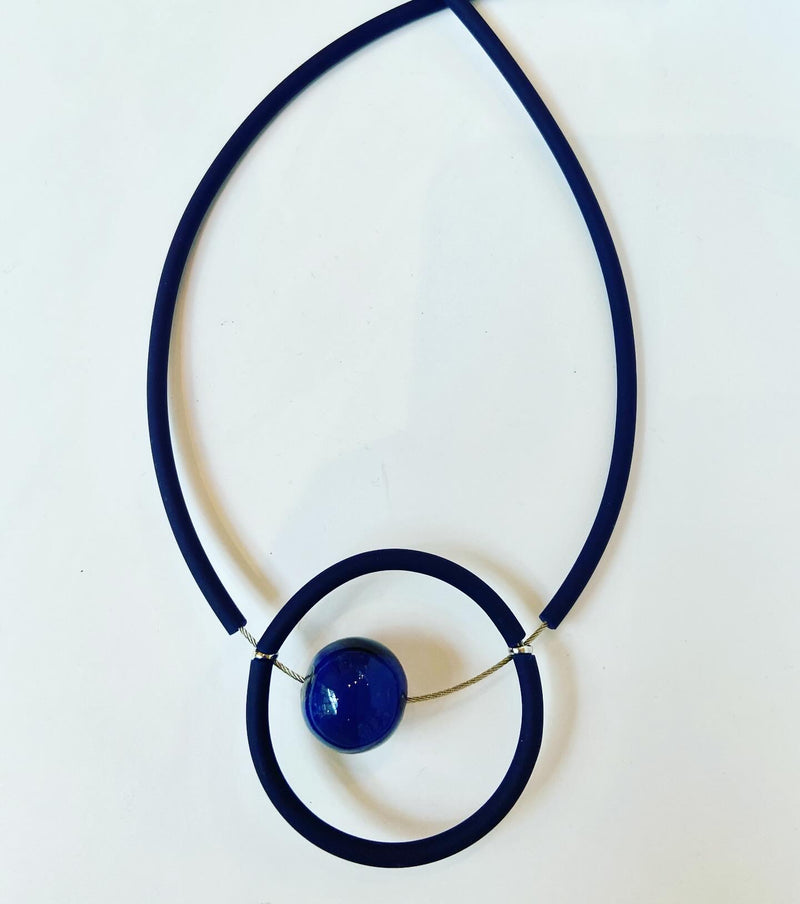 Circle Murano Glass Necklace-Navy