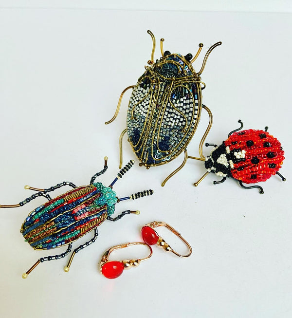 Embroidered Ladybug Brooch