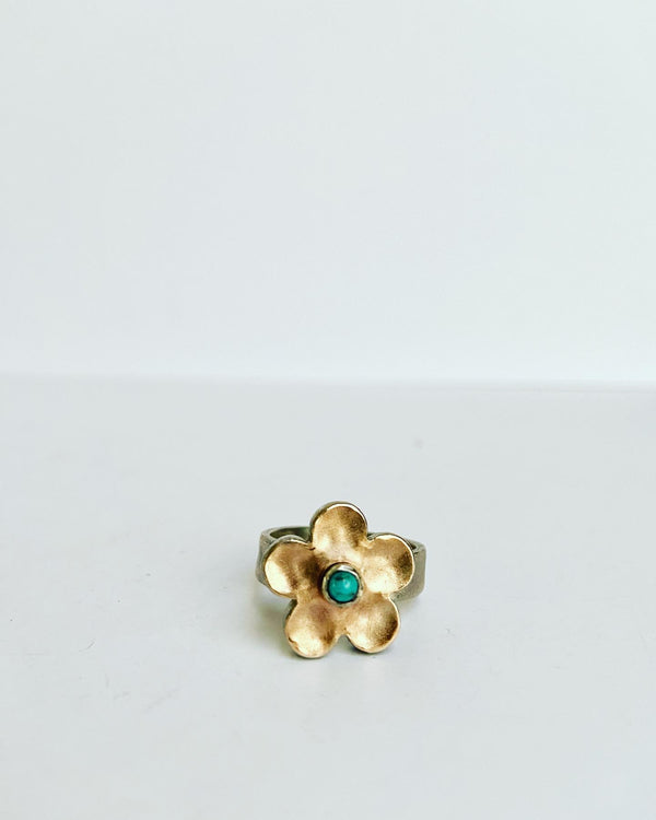 Turquoise Flower Ring -Rose Gold