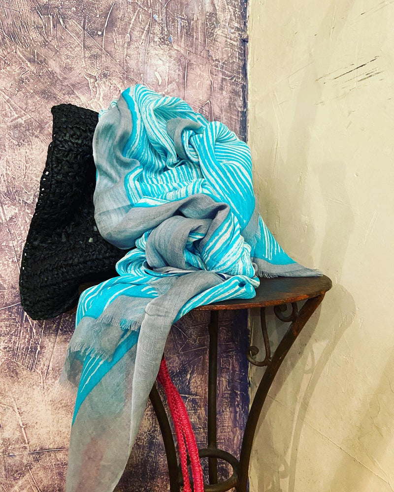 Acqua Blue Linear Scarf