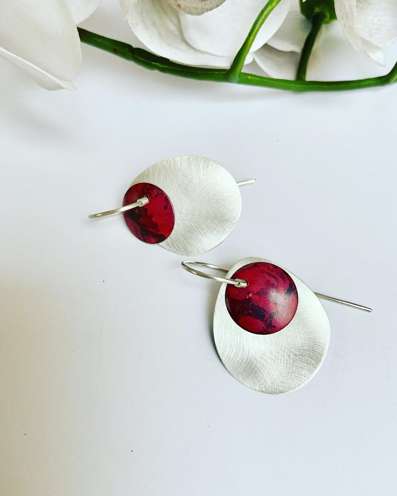 Burnt Pink Organic Disc Earrings