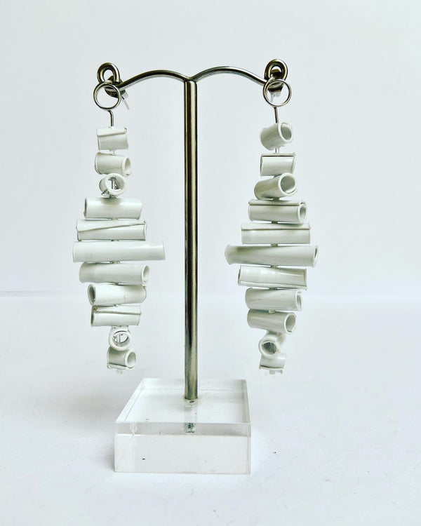 Linear Earrings- White