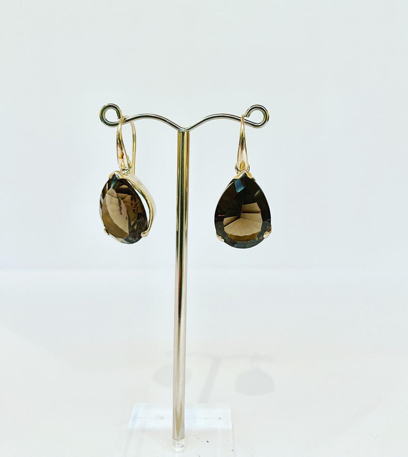 Smokey Quartz Raindrop Earrings