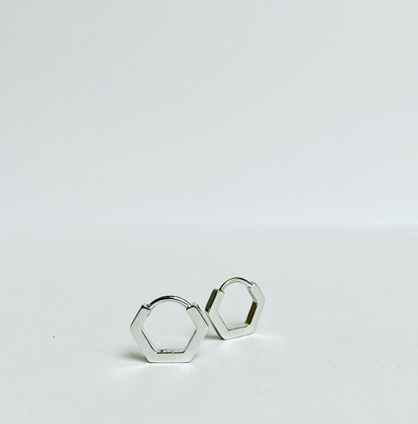 Hexagon Huggie Hoops