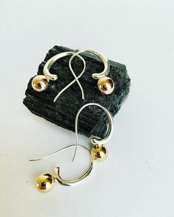 Two Tone Swirl Hoop Earrings