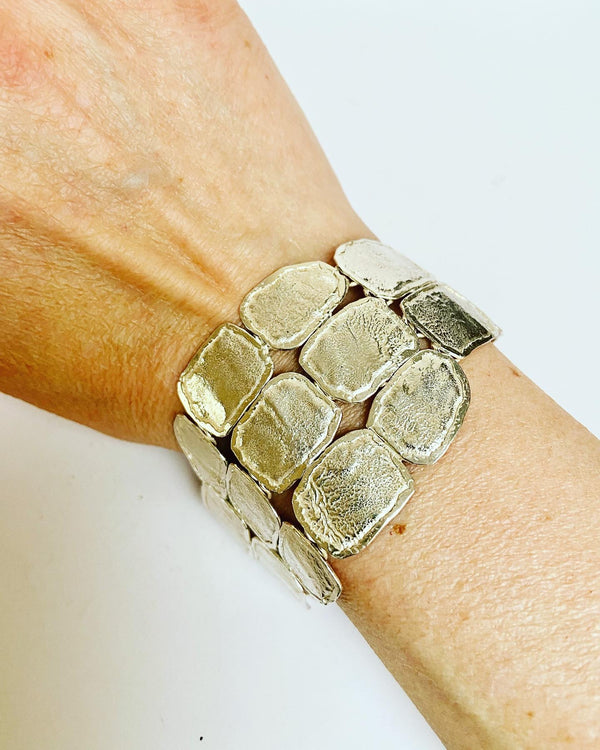 Matt Silver Hammered Bracelet