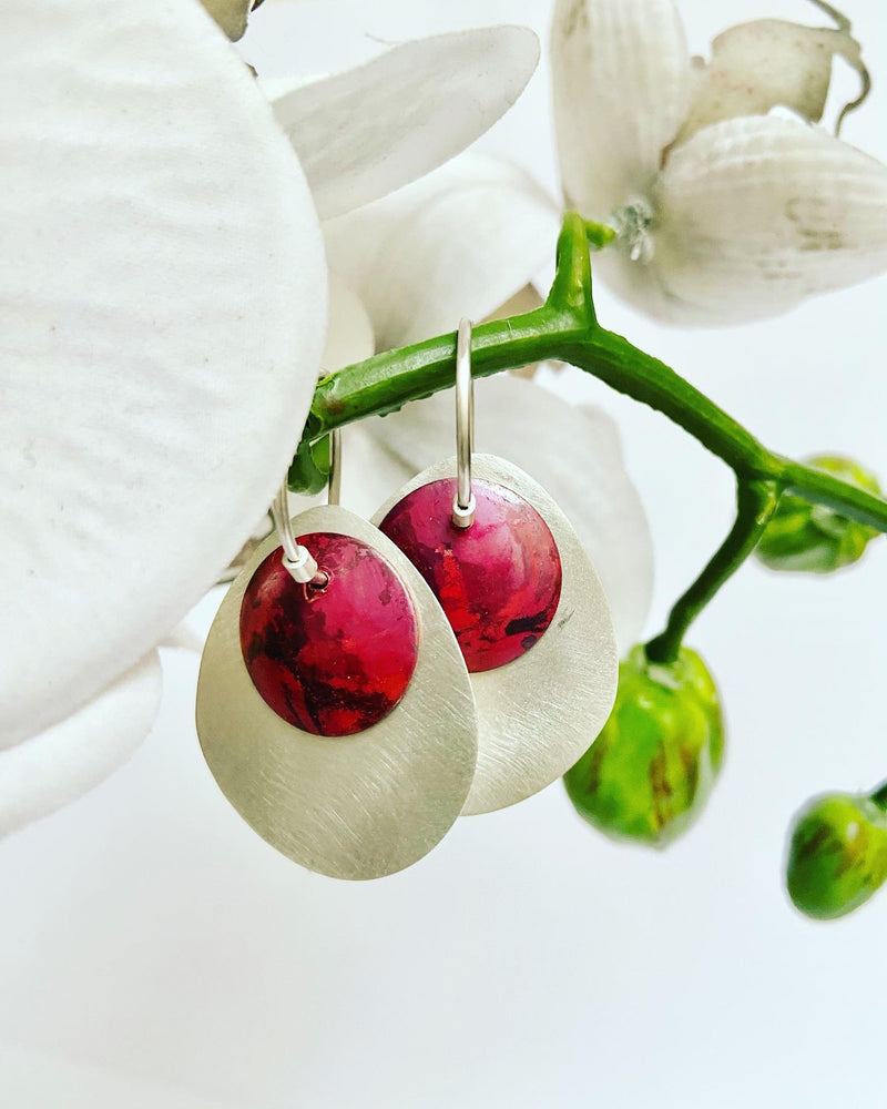 Burnt Pink Organic Disc Earrings