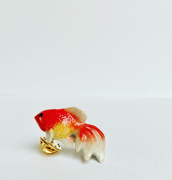 French Porcelain Goldfish Pin