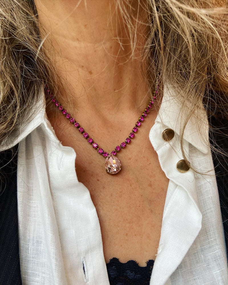 Bohemian Crystal Necklace-Orange + Citrine