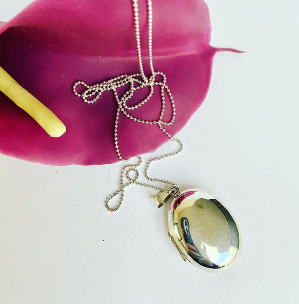 Oval Silver Locket - Pendant Only