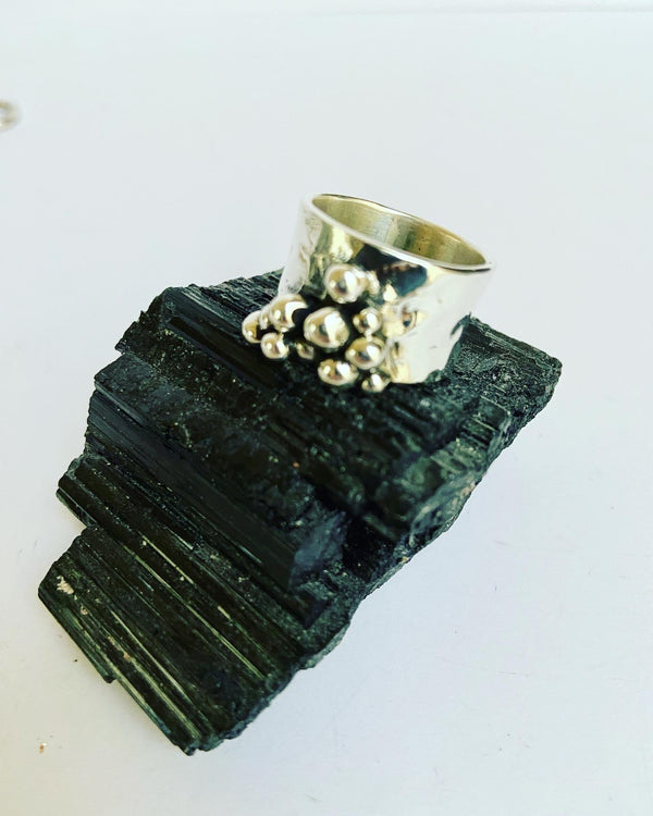 Hammered Ball Cluster Ring