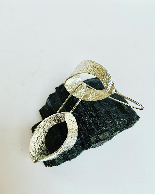 Textured Matt Silver Earrings