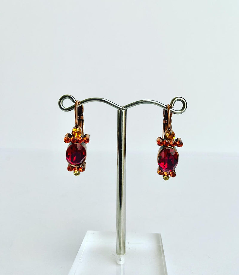 Tomato Red Oval Hook Earrings