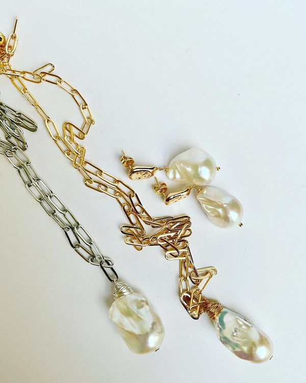 Baroque Freshwater Link Necklace