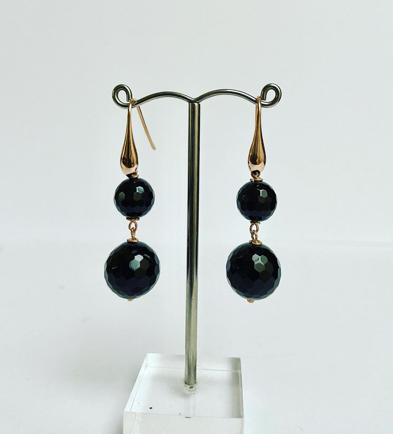 Black Agate Double Drop Earrings