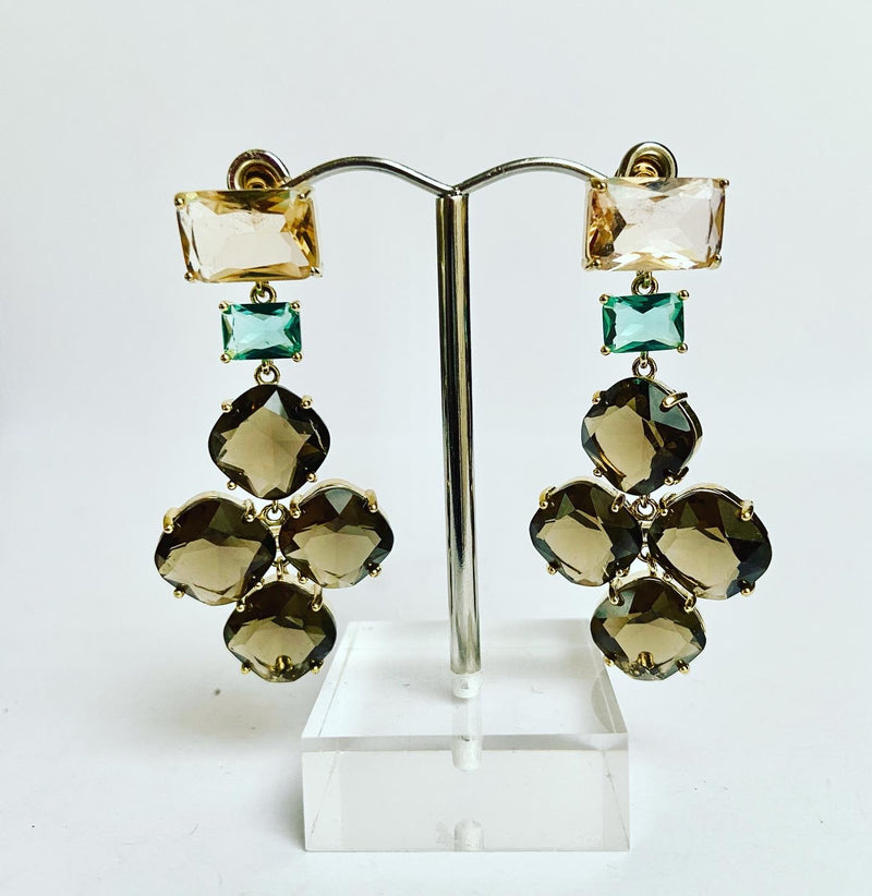 Smokey Teal Crystal Earrings