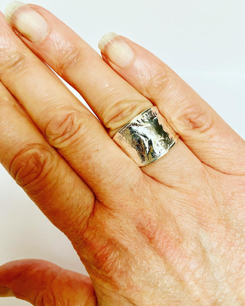 Hammered Matt Silver Ring