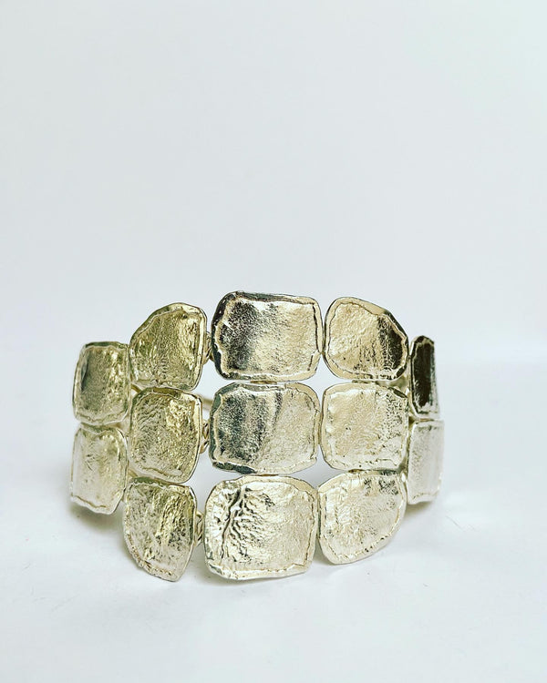 Matt Silver Hammered Bracelet