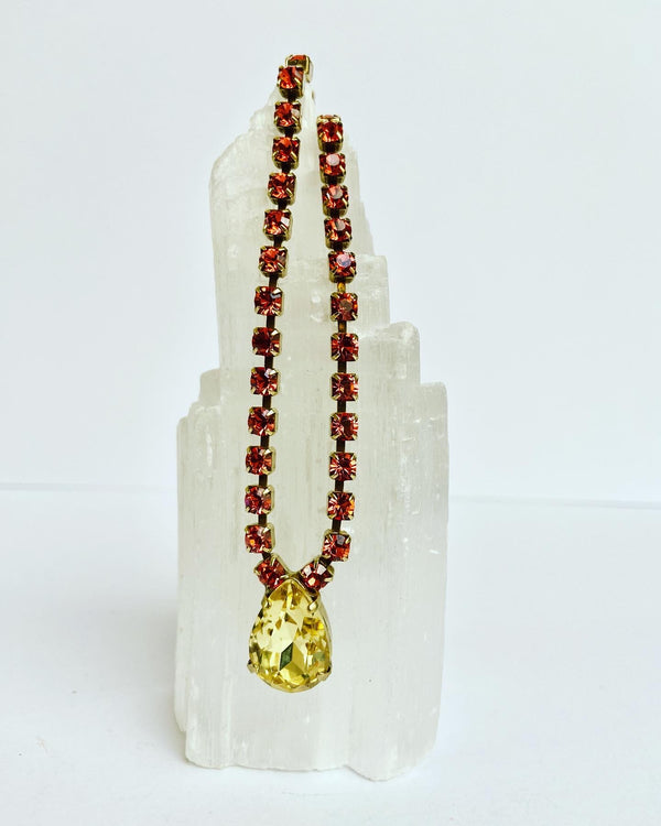 Bohemian Crystal Necklace-Orange + Citrine