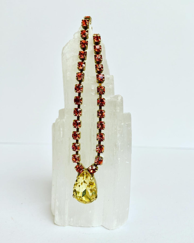 Bohemian Crystal Necklace-Orange + Citrine