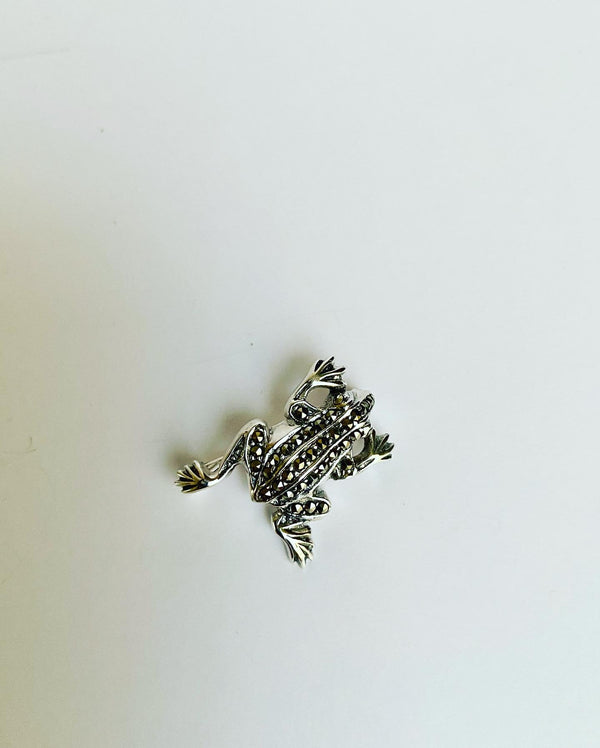 Marcasite Frog Brooch