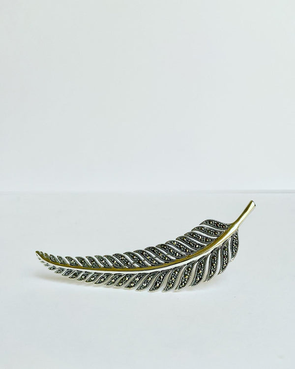 Marcasite Feather Brooch