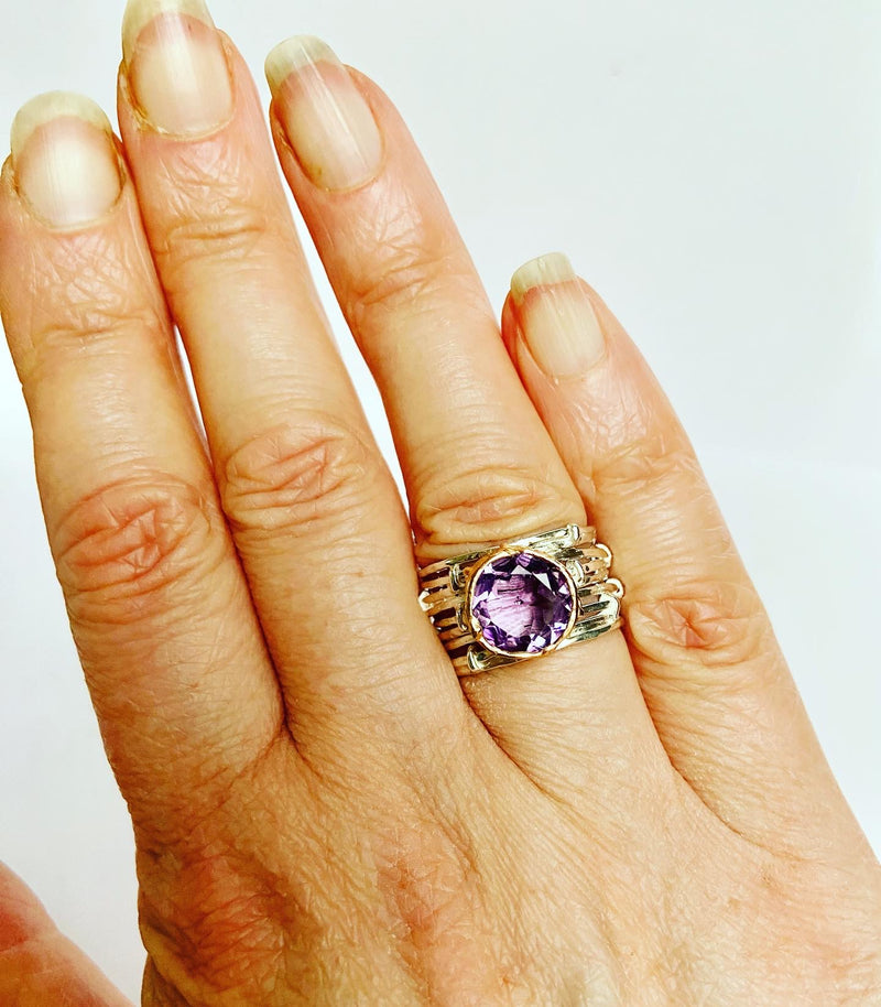 Amethyst Two Tone Ring