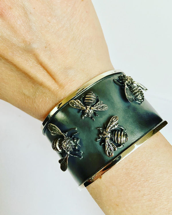 Oxidised Bee Cuff